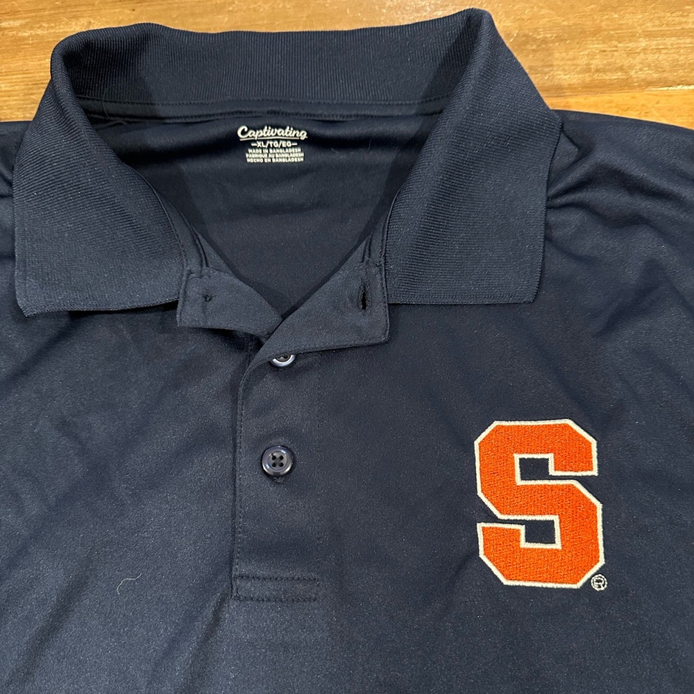 Captivating Men's Syracuse University Short-Sleeve Navy Blue Polo Size XL - Picture 3 of 4